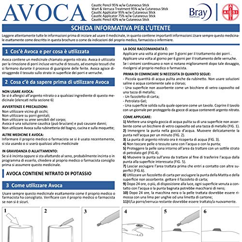 AVOCA Lápiz Cáustico de Nitrato de Plata al 95% para eliminar Verrugas Mezquinos y Tejidos (Paquete de 10 aplicadores flexibles)