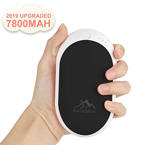 Awroutdoor Calentador de Mano Recargable,7800mAh /5200mAh Calentadores de Manos Bolsillo USB,Banco de Energía Power Bank Calentador de Mano eléctrico de Reutilizable para Esquiar, Acampar, Caminar