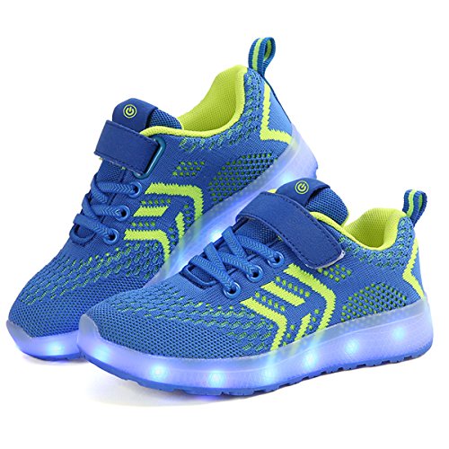 Axcer LED Zapatos Verano Ligero Transpirable Bajo 7 Colores USB Carga Luminosas Flash Deporte de Zapatillas con Luces Los Mejores Regalos para Niños Niñas Cumpleaños de Navidad Reyes Mango