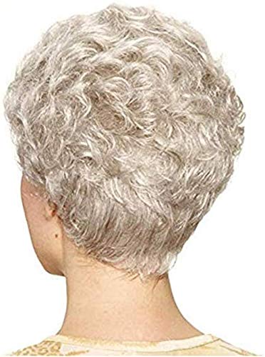 Ayhvia Peluca Ondulada Corta De 8 Pulgadas Pelucas Sintéticas Rubias Plateadas Rizadas Para Mujer Disfraz De Regalo De Mamá Peluca De Señora Mayor Peluca Sintética