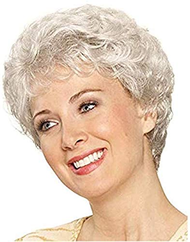 Ayhvia Peluca Ondulada Corta De 8 Pulgadas Pelucas Sintéticas Rubias Plateadas Rizadas Para Mujer Disfraz De Regalo De Mamá Peluca De Señora Mayor Peluca Sintética