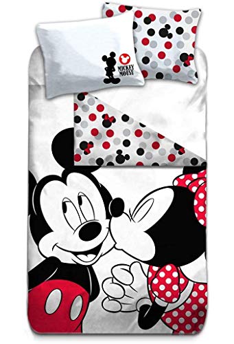 AYMAX S.P.R.L. Mickey & Minnie Mouse Vintage - Juego de ropa de cama (140 x 200 cm, 63 x 63 cm)