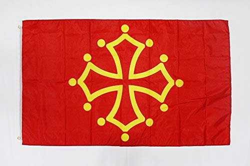 AZ FLAG Bandera de MEDIODÍA-Pirineos - OCCITANIA 150x90cm - Bandera DE Midi-PYRÉNÉES - OCCITANIE - Francia 90 x 150 cm poliéster Ligero