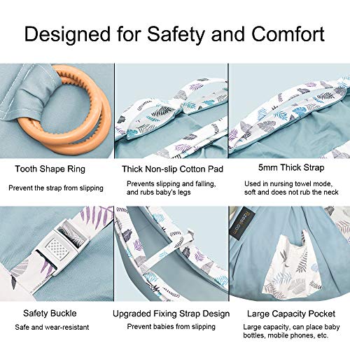 Azeekoom Mochila Portabebés Ergonómica, Mantas de Lactancia Fulares Portabebes con Cinturón de Fijación Big Pocket para Recién Nacidos Hasta Niños de 0 a 36 Meses
