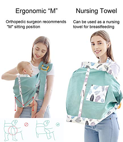 Azeekoom Mochila Portabebés Ergonómica, Mantas de Lactancia Fulares Portabebes con Cinturón de Fijación Big Pocket para Recién Nacidos Hasta Niños de 0 a 36 Meses