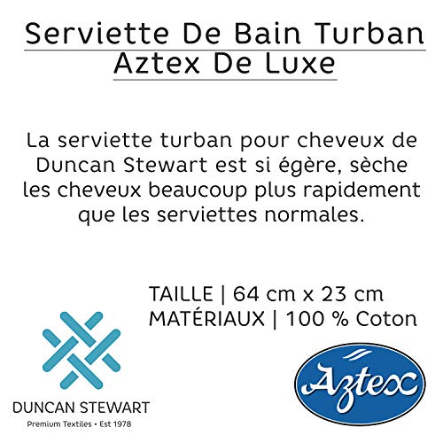 aztex Toalla de Turbante para el Cabello Cierre de Presilla y botón, Algodón, 64 x 23 cm - Negro
