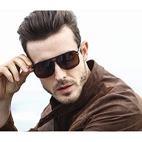 B BIDEN Retro Moda Gafas de Sol Cuadradas para Hombres, Cool Gafas al Aire Libre con Lentes de Protección para Deporte y Conducción