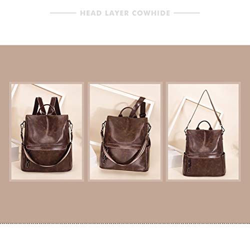 BAACD mochila pequeña para niñas mujeres bolso de hombro de cuero retro marrón antirrobo paquete de cambio de viaje a prueba de agua banco de regalo mochila para estudiantes jóvenes-brown