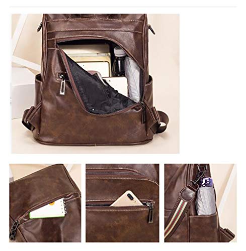 BAACD mochila pequeña para niñas mujeres bolso de hombro de cuero retro marrón antirrobo paquete de cambio de viaje a prueba de agua banco de regalo mochila para estudiantes jóvenes-brown