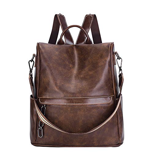 BAACD mochila pequeña para niñas mujeres bolso de hombro de cuero retro marrón antirrobo paquete de cambio de viaje a prueba de agua banco de regalo mochila para estudiantes jóvenes-brown