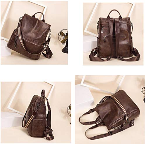 BAACD mochila pequeña para niñas mujeres bolso de hombro de cuero retro marrón antirrobo paquete de cambio de viaje a prueba de agua banco de regalo mochila para estudiantes jóvenes-brown