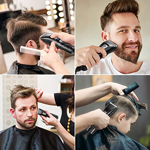 Babacom Maquina Cortar Pelo Profesional, Cortapelos Hombre Recargable Inalámbrico, Cortadora de Pelo Recortadora Barba Impermeable con Pantalla LED & 2 Peines Guía (4 Niveles Ajustable) para Familiar