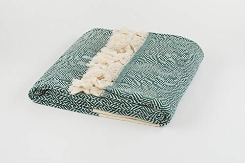 BABEL ARTESANIA Toalla Playa Toalla de baño Turco XL Algodón orgánico - Pestemal Fouta Pareo -Toalla de Sauna Toalla de baño Toalla de Ducha Toalla Hammam Toalla Deportiva 100X180 cm (Verde)