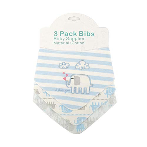 Babero para bebé, insular, suave y cómodo, de algodón para recién nacidos, 3 baberos absorbentes para dentición, baberos para bebés, para niñas, niños, regalos para fiestas de cumpleaños(Elefante)