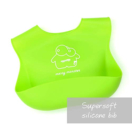 Baberos de silicona para bebés de Jump Baby® Messy Monster. Paquete de 2 baberos más vendidos para niños y niñas de 6 meses a 3 años.