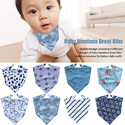 Baberos para babear y dentición, para bebé, 8 unidades, para niños y niñas, baberos de algodón orgánico superabsorbentes