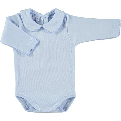 BABIDU Body Cuello Algodon, Celeste, 6 Meses Bebe-Unisex