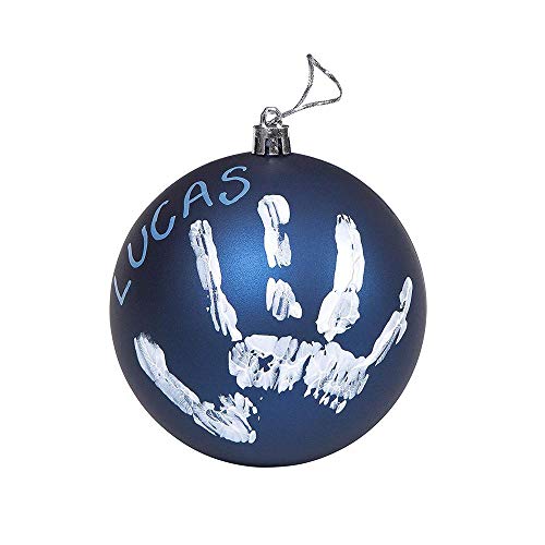 Baby Art My Christmas Fairy Adorno de Navidad con Huella de Mano de bebé, Bola personalizad para árbol, Adorno navideño Original, Azul