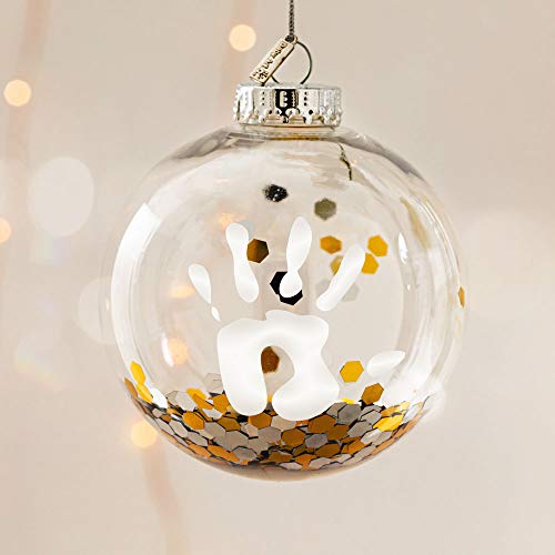 Baby Art My Christmas Fairy Adorno de Navidad con Huella de Mano de bebé, Bola personalizad para árbol, Adorno navideño Original, Transparente con Brillo