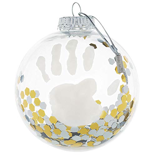 Baby Art My Christmas Fairy Adorno de Navidad con Huella de Mano de bebé, Bola personalizad para árbol, Adorno navideño Original, Transparente con Brillo