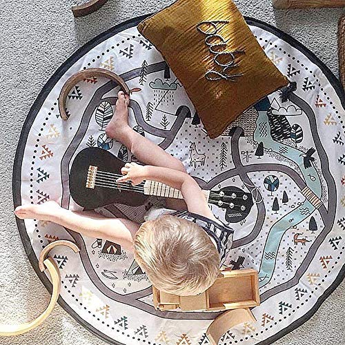 Baby Game Pad Round, Cotton Pad DIY Craft Village Graffiti Niños En Blanco Y Negro Gateando Niños Pad para Niños Pintura