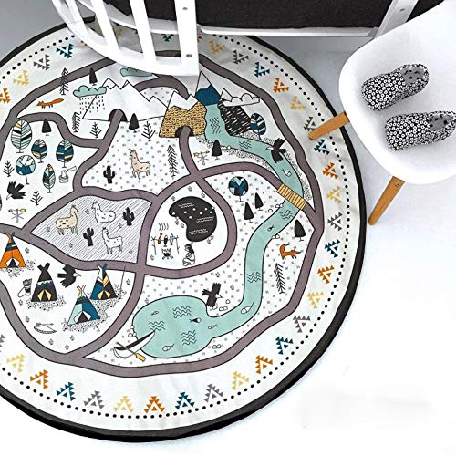 Baby Game Pad Round, Cotton Pad DIY Craft Village Graffiti Niños En Blanco Y Negro Gateando Niños Pad para Niños Pintura