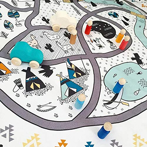 Baby Game Pad Round, Cotton Pad DIY Craft Village Graffiti Niños En Blanco Y Negro Gateando Niños Pad para Niños Pintura