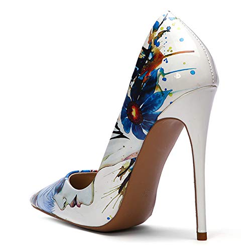 Baby rabbit-SS Zapatos De Mujer Stiletto, Bombas De Punta Puntiaguda con Estampado De Graffiti Pintadas A Mano, Tacones Altos De 6CM / 8CM / 10.5CM / 12.5CM,38