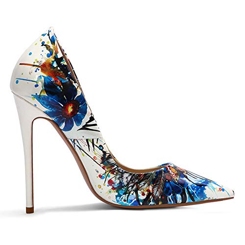 Baby rabbit-SS Zapatos De Mujer Stiletto, Bombas De Punta Puntiaguda con Estampado De Graffiti Pintadas A Mano, Tacones Altos De 6CM / 8CM / 10.5CM / 12.5CM,38