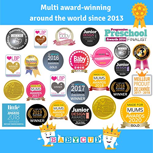 Babycup Primer Vaso - Sippy Cups abiertos para bebés y niños 4m+, taza de aprendizaje graduada y transparente, 100% reciclable y libre de BPA, capacidad de 50ml, set de 4, (azul)