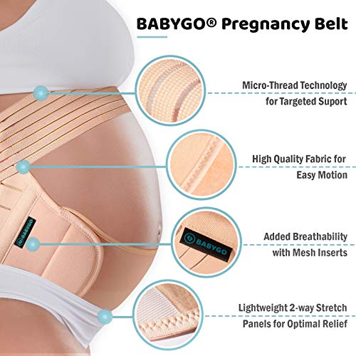 BABYGO 4-1 Cinturón Embarazada Maternidad Faja Postparto Reductora - Espalda, Pelvis, Caderas, Abdominals, Disfunción el Pubis de la Sínfisis, Ciática - Negro, XXL, 50