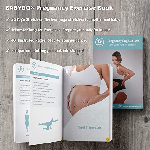 BABYGO 4-1 Cinturón Embarazada Maternidad Faja Postparto Reductora - Espalda, Pelvis, Caderas, Abdominals, Disfunción el Pubis de la Sínfisis, Ciática - Negro, XXL, 50