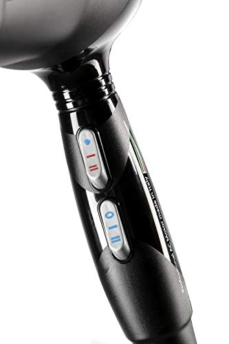 BaByliss 6614DE - Secador de pelo iónico ultra-rápido, motor profesional AC, 2300 W, 6 velocidades/temperaturas, aire frío, 2 concentradores, 1 difusor, color negro