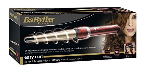 BaByliss C20E - Moldeador de pelo con forma cónica, revestimiento Titanium ceramic, 10 temperaturas de 100°C a 200°C, punta fría de agarre