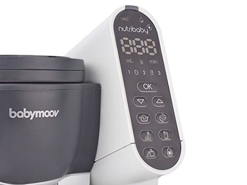 Babymoov Nutribaby+ A001124 - Procesador de alimentos para bebés, cocción al vapor y batidora color gris