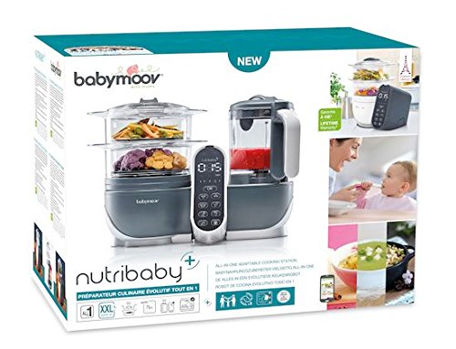 Babymoov Nutribaby+ A001124 - Procesador de alimentos para bebés, cocción al vapor y batidora color gris