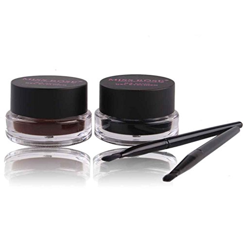 Babysbreath MISS ROSE 2pcs / set Marrón/Negro Eyeliner Gel Crema duradera maquillaje a prueba de mareo Eyeliner a prueba de agua