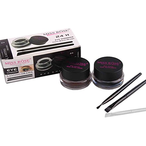 Babysbreath MISS ROSE 2pcs / set Marrón/Negro Eyeliner Gel Crema duradera maquillaje a prueba de mareo Eyeliner a prueba de agua
