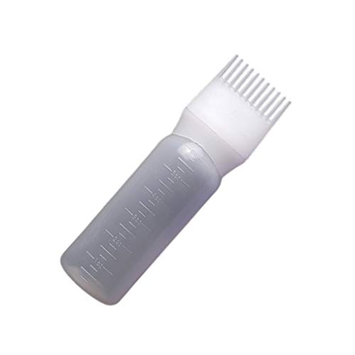 Babysbreath17 Hombres Mujeres Niñas Tinte de Pelo de raíz Pincel aplicador Recipiente Graduado Botella Escala colorante del Pelo Blanco 120ml