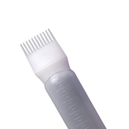 Babysbreath17 Hombres Mujeres Niñas Tinte de Pelo de raíz Pincel aplicador Recipiente Graduado Botella Escala colorante del Pelo Blanco 120ml