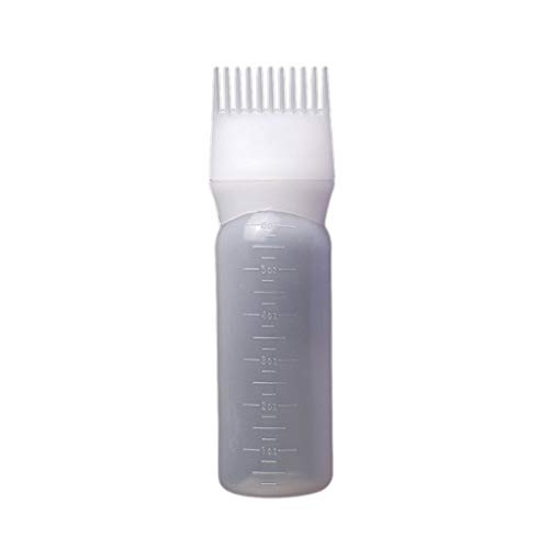 Babysbreath17 Hombres Mujeres Niñas Tinte de Pelo de raíz Pincel aplicador Recipiente Graduado Botella Escala colorante del Pelo Blanco 120ml