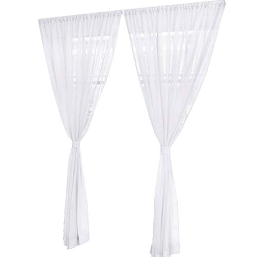 Babysbreath17 Sólido Boda del Color organdí decoración de la casa Puerta de la Ventana de Tul Gasa Cubre la Cortina de Gran Colorido Blanco 100 * 270cm