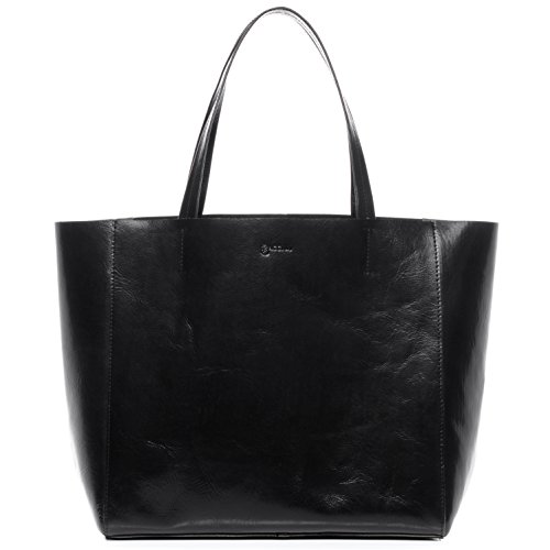 BACCINI® Bolso Tipo Tote Bag Frida Bolso de Mano 15" Ordenador Bolso de Hombro Piel Negro