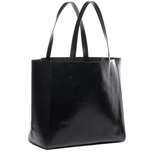 BACCINI® Bolso Tipo Tote Bag Frida Bolso de Mano 15" Ordenador Bolso de Hombro Piel Negro