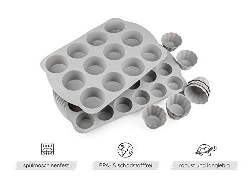 Backefix - Molde para 24 magdalenas (silicona, con asas, tamaño XXL)