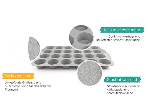 Backefix - Molde para 24 magdalenas (silicona, con asas, tamaño XXL)