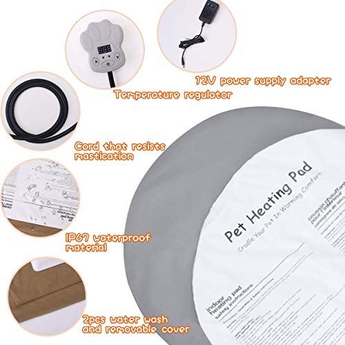 BACKTURE Manta Eléctrica para Perros y Gatos, Almohadilla Térmica Mascotas Temperatura 7 Niveles con Calefacción Constante Inteligente, Cojín De Calentamiento con 2 Cubiertas (40 * 40cm)