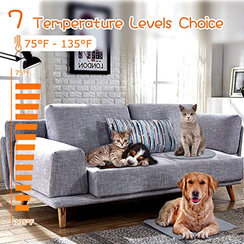 BACKTURE Manta Eléctrica para Perros y Gatos, Almohadilla Térmica Mascotas Temperatura 7 Niveles con Calefacción Constante Inteligente, Cojín De Calentamiento con 2 Cubiertas (40 * 40cm)