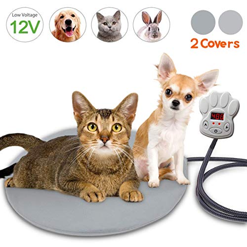 BACKTURE Manta Eléctrica para Perros y Gatos, Almohadilla Térmica Mascotas Temperatura 7 Niveles con Calefacción Constante Inteligente, Cojín De Calentamiento con 2 Cubiertas (40 * 40cm)