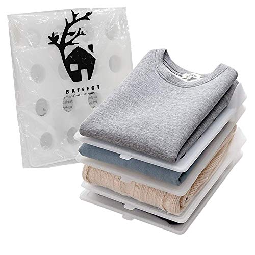 Baffect Plegable Organizadores de Armario Camisa de la Camisa, Conjunto de 5 Camisetas Divisor Organizador de la estantería Cajón de Armario Ropa de lavandería Camisa de la Carpeta Plegable Junta (L)